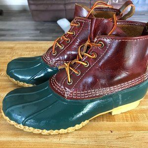 Women's L.L. Bean 6" Rubber Boot, 8M, Green Pine & British Tan